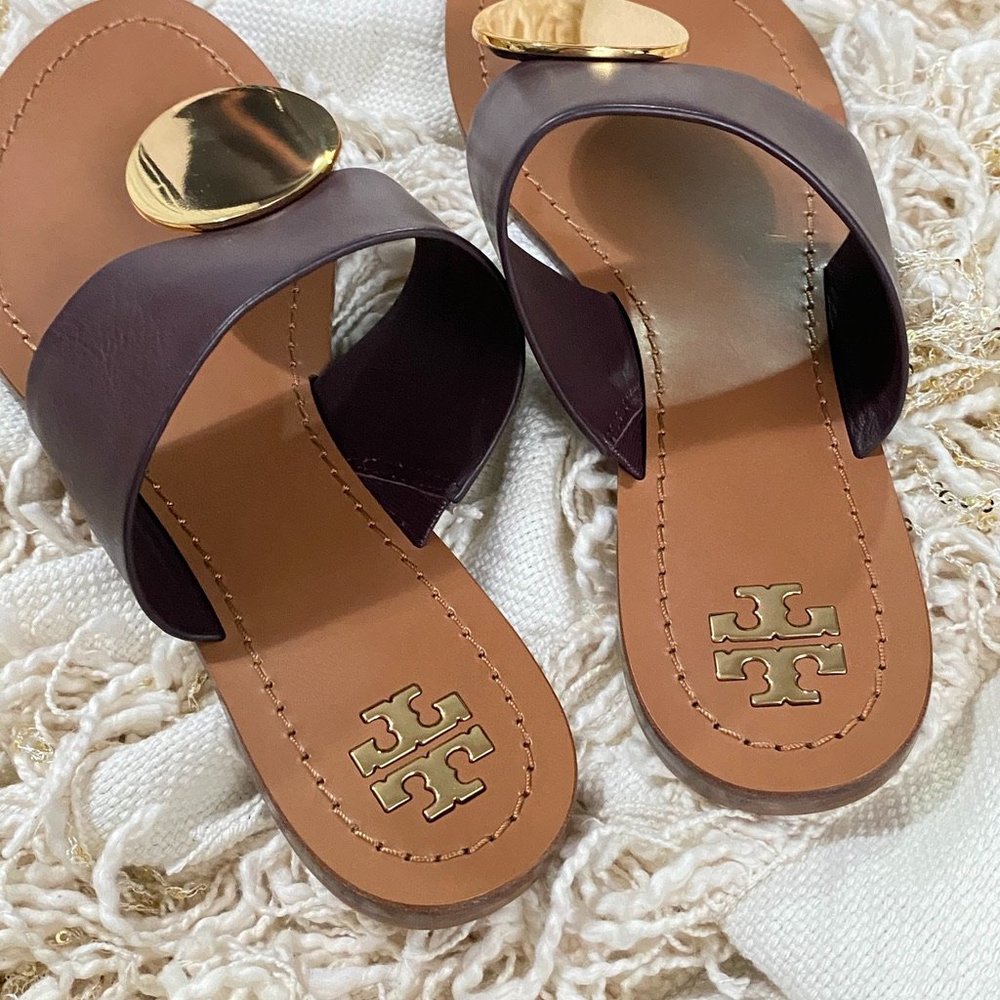 NEW Tory Burch Patos Disc Sandal in Malbec Gold - Picture 6 of 8